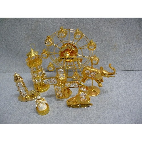 10 - 7 X 24ct GOLD PLATED CRYSTAL TEMPTATIONS CUT AUSTRIAN CRYSTAL  - FAIRGROUND, BIGWHEEL, ELEPHANT MORE