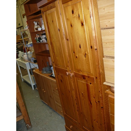 451 - PINE WARDROBE WITH DRAWER BELOW