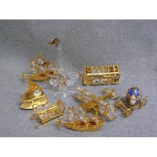 5 - 8 X 24 GOLD PLATED CRYSTAL TEMPTATIONS CUT AUSTRIAN CRYSTAL  - A BUS, CARRIAGE CLOCK, SHIPS, PLANE