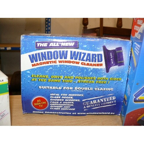 460 - BOXED ITEMS INC STICKY LINT ROLLERS, WINDOW WIZARD, CLOTHES LINE, MINI HAND HELD SEWING MACHINE