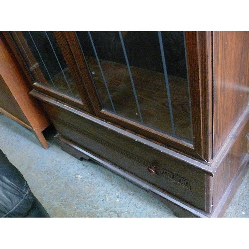 491 - DISPLAY CABINET WITH DRAWER BELOW IN DARK WOOD EFFECT