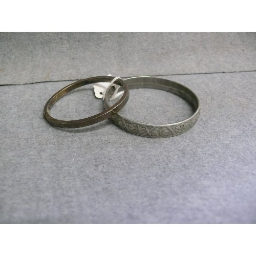 26 - TWO SOLID SILVER BANGLE BRACELETS WEIGHT 55.45gr