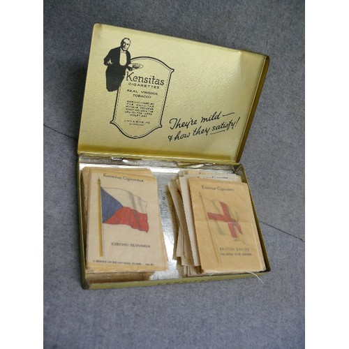 27 - A COLLECTION OF ABOUT 200 CIGARETTE SILKS CARDS OF BRITISH EMPIRE FLAGS AND NATIONAL FLAGS BY KENSIT... 