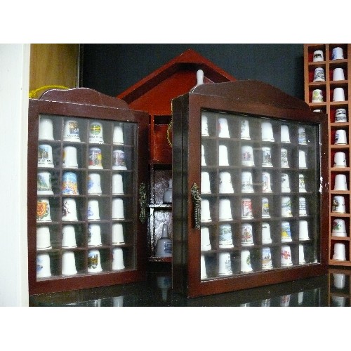 508 - COLLECTION OF THIMBLES AND BELLS IN 6 DISPLAY SHELVES