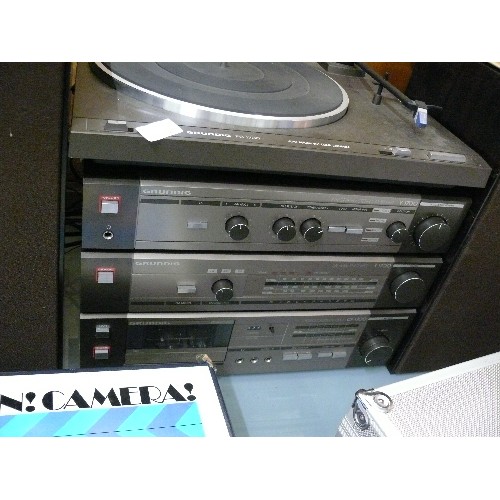 536 - GRUNDIG PS1700 STACKING SYSTEM, AMPLIFIER, TUNER, CASSETTE DECK AND MATCHING SPEAKERS