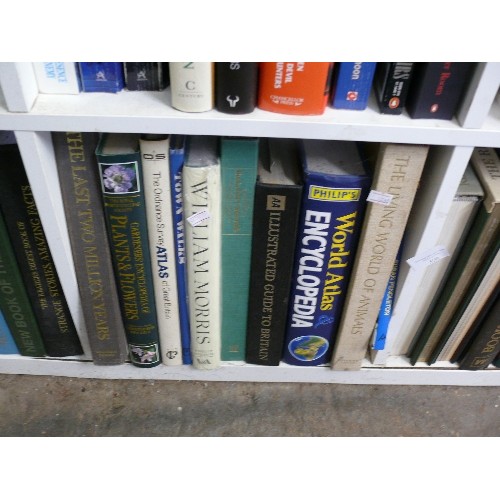 550 - 5 X CUBES OF MIXED BOOKS, MOSTLY NON FICTION, ATLASES, ENCYCLOPEDIAS, HISTORY, HOMEOPATHY