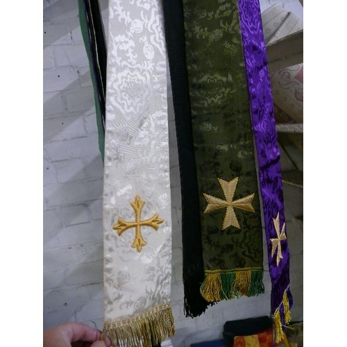 146A - 4 VINTAGE PRIESTS SILK STOLES