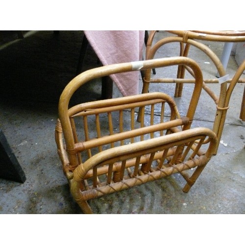 555 - CANE STOOL AND A CANE MAGAZINE RACK