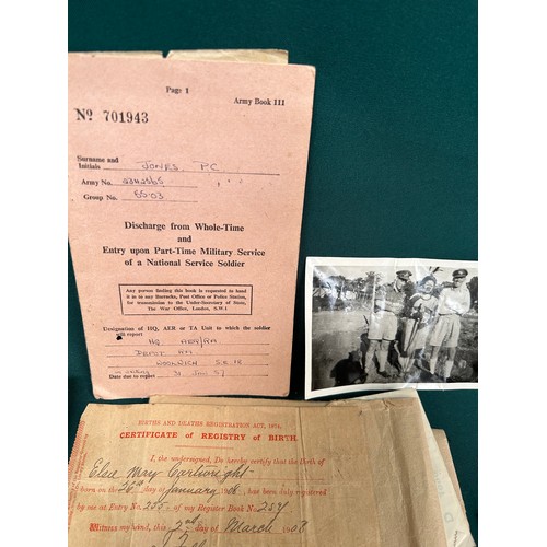 184A - WW2 & National Service Ephemera including ID card 1940, Ration Book 1942, Soldier's Pay Book 1950's,... 