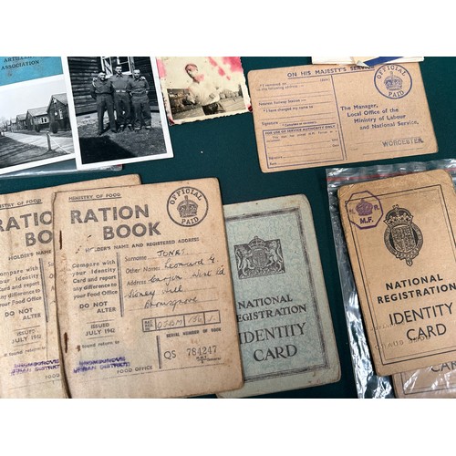 184A - WW2 & National Service Ephemera including ID card 1940, Ration Book 1942, Soldier's Pay Book 1950's,... 