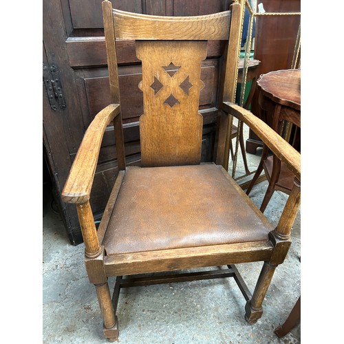 445 - 1920's oak elbow chair with arts & crafts influence