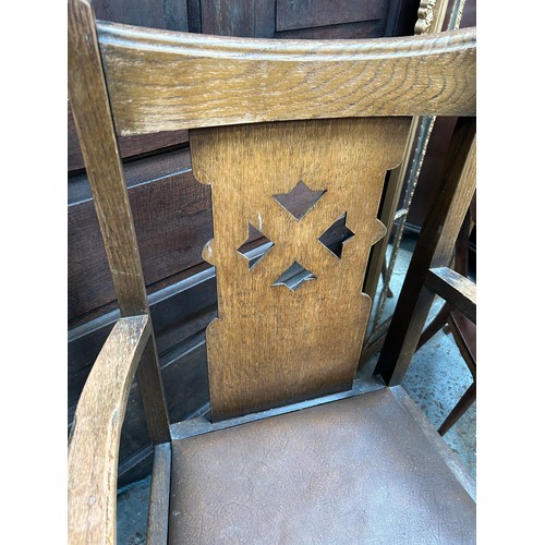 445 - 1920's oak elbow chair with arts & crafts influence