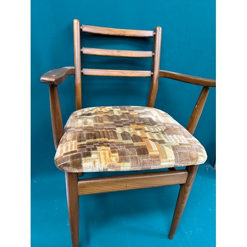 447 - A mid century Danish style desk chair by Skandart Limited with complementing geometric pattern velve... 