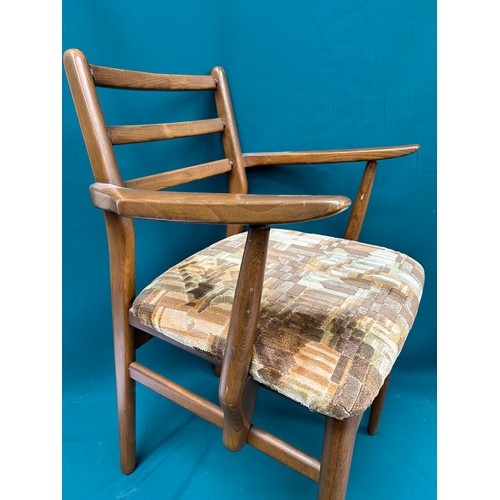 447 - A mid century Danish style desk chair by Skandart Limited with complementing geometric pattern velve... 