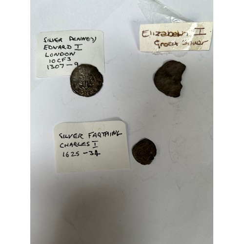 119H - Three early coins including Edward I Silver penny 1307 - 1309, London mint, 18mm dia, 1.38 grams, a ... 