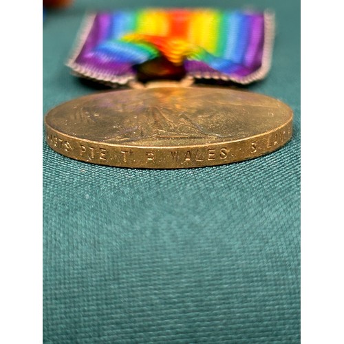 100B - WWI MEDALS THE 1914- 1918 DEFENCE AND THE CIVILISATION MEDAL ISSUED TO PRIVATE T R WALES No 44679 OF... 