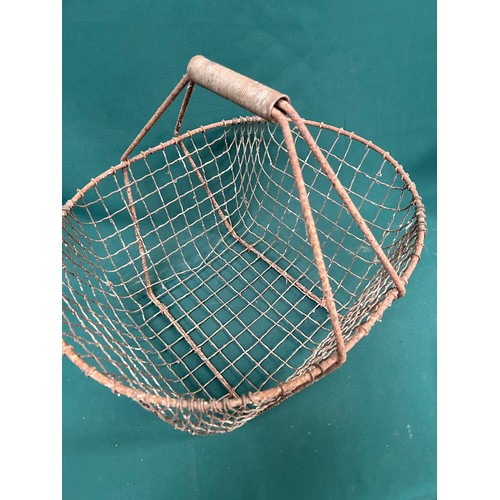 417 - Vintage wire basket for farm or garden