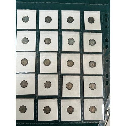 119F - A very good collection of threepence coins from 1911 to 1970, complete run to include a rare 1927 lo... 