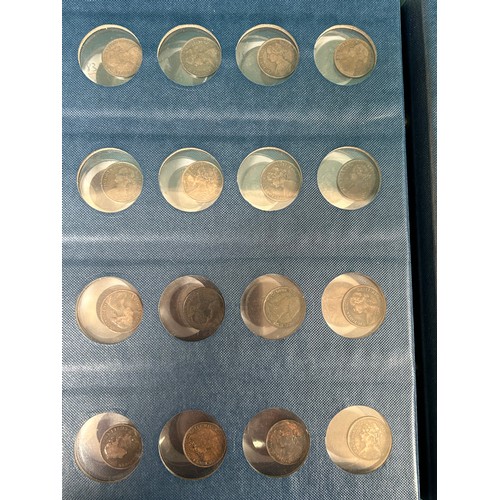 119E - Very good collection of 57  all Queen Victoria farthings in an album in date order 1838 to 1901 - in... 