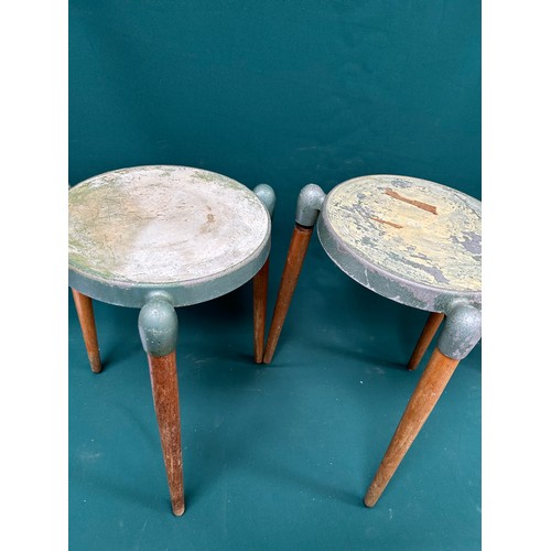 464 - Gerald Summers 1899 - 1967.  Two rare mid century tripod stools with metal top and turned ash legs -... 