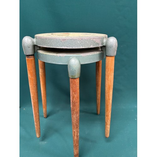 464 - Gerald Summers 1899 - 1967.  Two rare mid century tripod stools with metal top and turned ash legs -... 