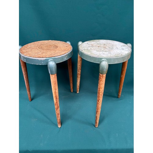 465 - Gerald Summers 1899 - 1967.  Two rare mid century tripod stools with metal top and turned ash legs -... 