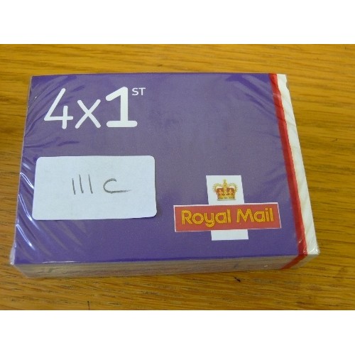 111C - SEALED PACK OF 50 BOOKS OF 4 X 1ST CLASS STAMPS (200 IN TOTAL). RETAIL £270 GUARANTEED GENUINE