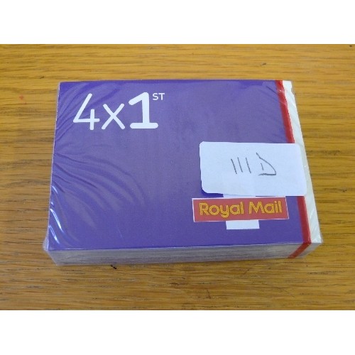 111D - SEALED PACK OF 50 BOOKS OF 4 X 1ST CLASS STAMPS (200 IN TOTAL). RETAIL £270 GUARANTEED GENUINE