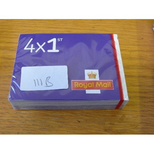 111B - SEALED PACK OF 50 BOOKS OF 4 X 1ST CLASS STAMPS (200 IN TOTAL). RETAIL £270 GUARANTEED GENUINE