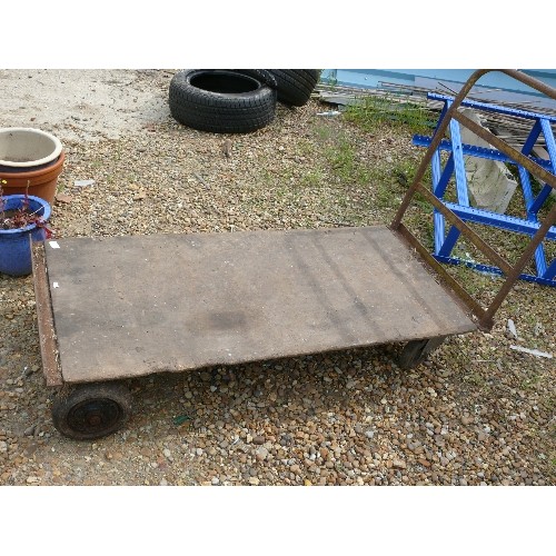 383 - Large flat bed trolley ideal for garden, horticulture etc