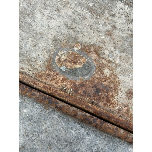 384A - Vintage galvanised feed bin with hinged lid, Wolverhampton maker- has rust