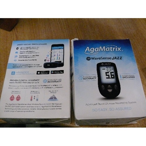 412 - 2 X BOXED BLOOD GLUCOSE MONITORING SYSTEMS BY AGA MATRIX