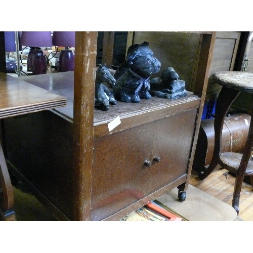 432 - VINTAGE SIDE TABLE WITH CUPBOARD & SHELF