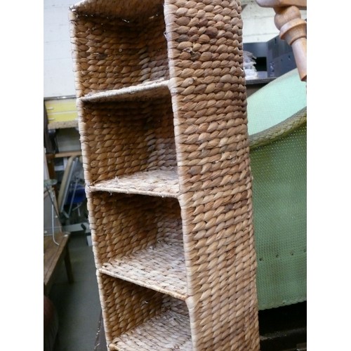 440 - rattan narrow shelf / cd rack