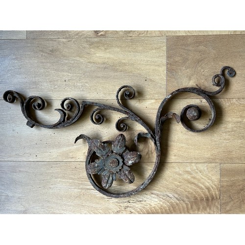 327C - Two pieces of English 19th Century wrought iron work - highly skilled blacksmith’s work with flowers... 