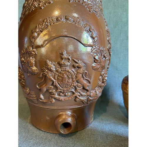 201A - 19th Century Saltglaze Stoneware including a Spirit Barrel with Royal Crest, a Fulham pottery jug wi... 