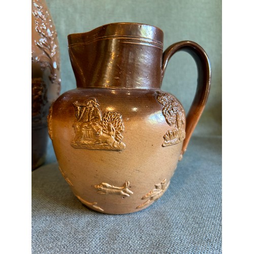 201A - 19th Century Saltglaze Stoneware including a Spirit Barrel with Royal Crest, a Fulham pottery jug wi... 