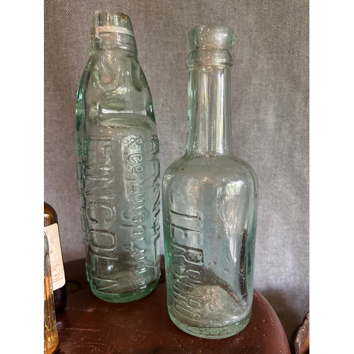 201D - Local bottles including Stone's Peterboro', Arnold Lincoln codd bottle & 3 chemist shop bottles with... 