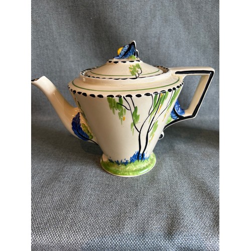 211A - A 1930's Art Deco Teapot, by Burleigh Ware, with handpainted 