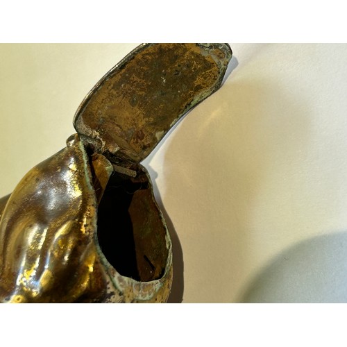 50A - An antique brass Elephant Head Vesta Case - hinge spring still strong.