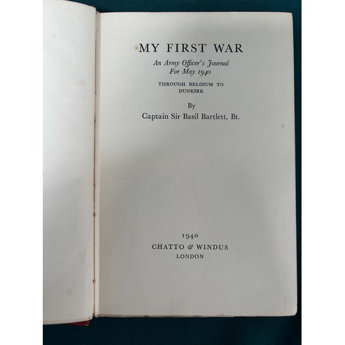 184C - Scarce WW2 Book, My First War by Captain Sir Basil Bartlett Bt- rare 1940 Editon - published by Chat... 