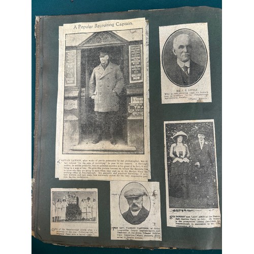 184D - Local Interest - Peterborough. An early 2Oth Century Scrapbook album with newspaper cuttings related... 