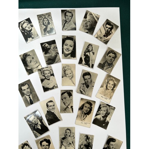 181A - A collection of 30 X 1930's and 40's miniature film star photographs by Rank, Warner Bros, Metro-Gol... 