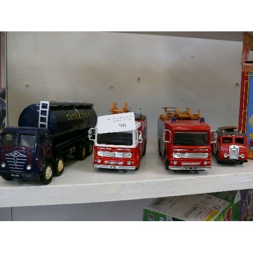 96 - 3 DIECAST FIRE ENGINE MODELS, 2 BY CORGI PLUS A TATE  LYLE SUGAR TANKER