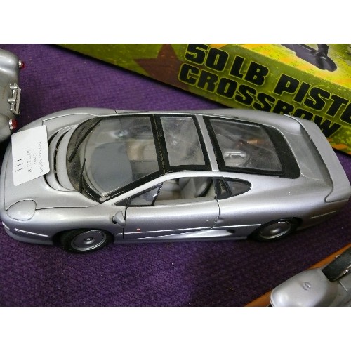 111 - 4 VARIOUS SILVER COLOURED CAR MODELS JAGUAR, PORSCHE, MERCEDES ETC