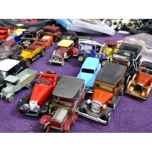 67 - A LARGE COLLECTION OF MODEL VINTAGE CARS TO INCLUDE DINKY, MATCHBOX, CORGI ETC.