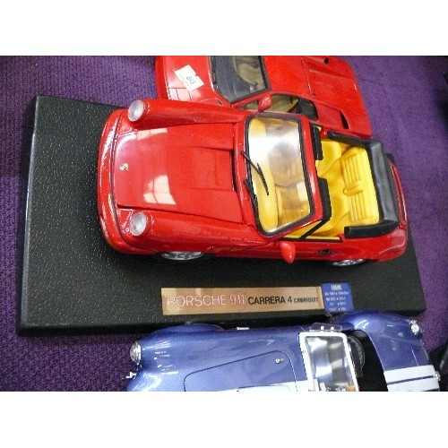 125 - 4 X LARGE COLLECTOR CAR MODELS -  LAMBORGHINI, MATCHBOX LAMBORGHINI DIABLO, PORSCHE CARRERA 4 CABRIO... 