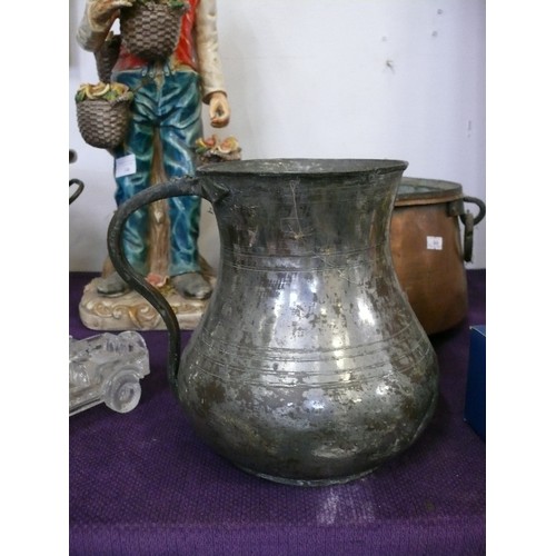 144 - VICTORIAN TINNED COPPER JUG