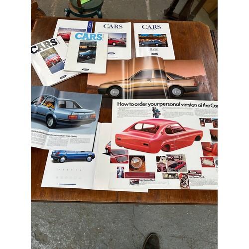 178 - Automobilia Ephemera: Ford 9 X Car Brochures for Capri (Has retailers stamp); Sierra XR 4x4 German e... 