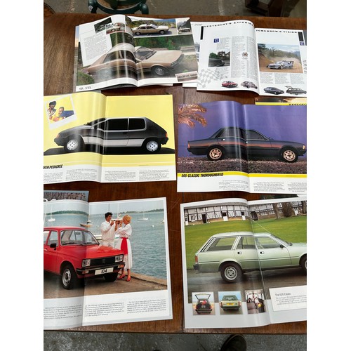 182 - Automobilia Ephemera: Peugeot 12 X Car Brochures for 1982 to 2004 to include :- 505; 604; 104; 505 E... 